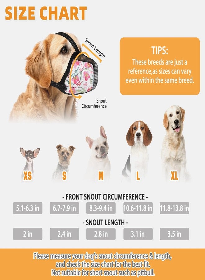 KOOLTAIL Dog Muzzle, Soft Muzzle for Small Medium Large Sized Dogs to Anti & Prevent Barking Grooming Biting, Reflective Adjustable Air Mesh Basket Muzzles, Allows Panting and Drinking, Floral S - Image 2